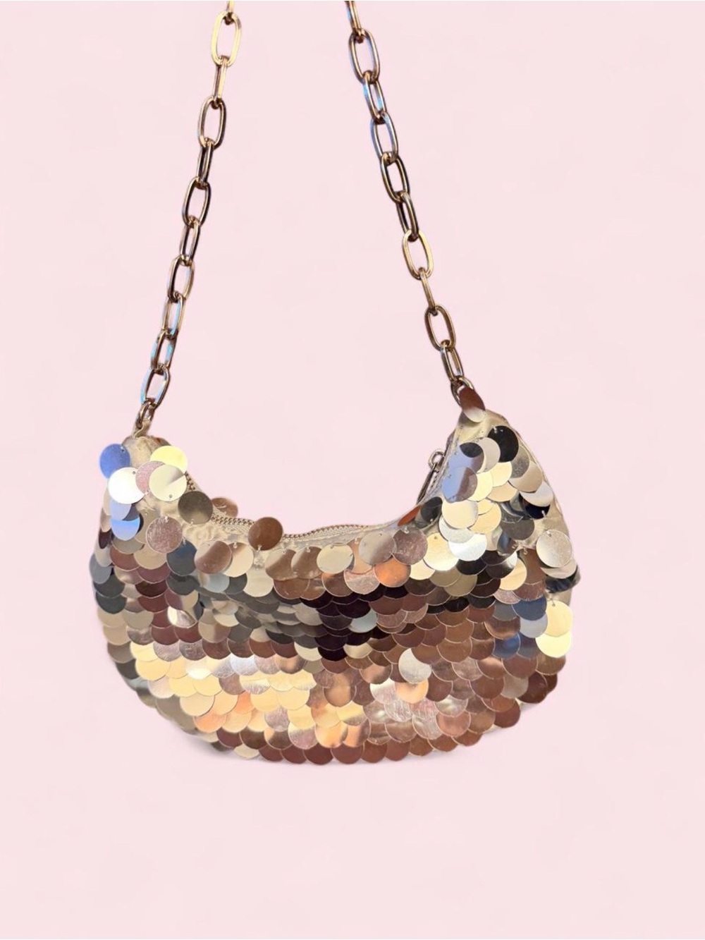 wild fable Silver Sequin Shoulder Bag